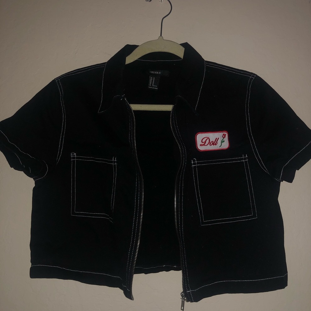 F21 Cropped Zip Up Jacket